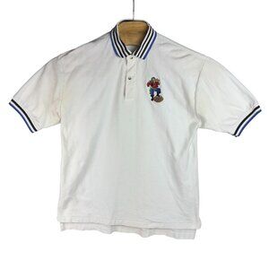 Vtg Inner Harbor Super Gasparilla 2001 Polo Shirt L White & Navy Striped Collar